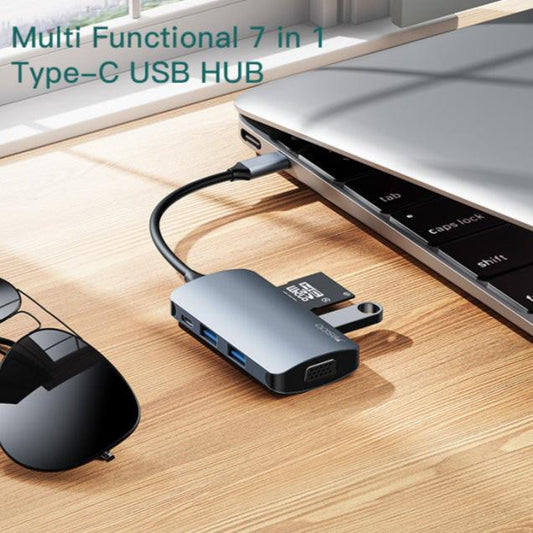 7 in 1 Type-C to USB External Hub | موزّع منافذ 7 في 1 من Type-C إلى USB